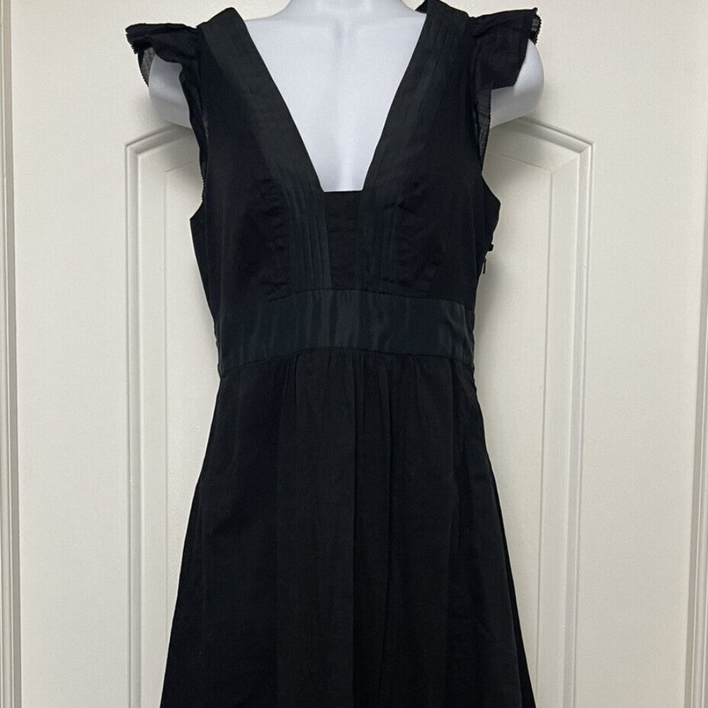 Anthropologie Maeve V-Neck Tie Waist Dress in Black